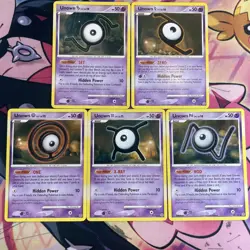 Pokemon Cards Unown Card Lot (5) - Secret Wonders LP - Image 1