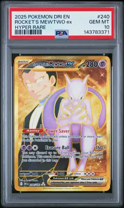 2025 POKEMON DRI EN-DESTINED RIVALS HYPER RARE TEAM ROCKET'S MEWTWO EX PSA 10 - Image 1
