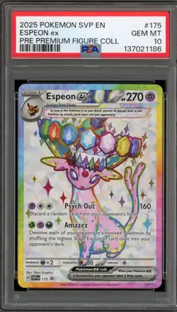 Pokemon Espeon ex Prismatic Evolutions Premium Figure Coll. Promo #175 PSA 10 - Image 1