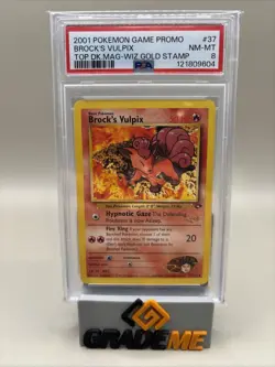 Pokemon Game Promo Brock’s Vulpix Gold Stamp #37 PSA 8 Graded - Image 1