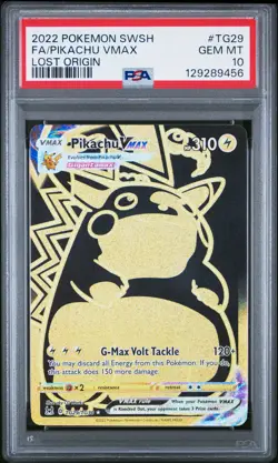 2022 POKEMON SWORD & SHIELD LOST ORIGIN #TG29 FULL ART/PIKACHU VMAX PSA 10 - Image 1