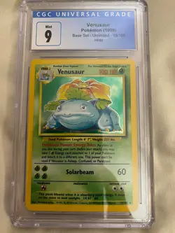 1999 POKEMON #15 VENUSAUR BASE SET UNLIMITED HOLO CGC 9 Mint - Image 1