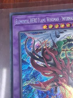 Yugioh Elemental HERO Flame Wingman - Infernal Rage BLMR-EN012 Secret 1st Ed LP - Image 2