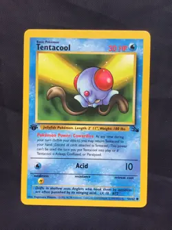 Pokemon Cards: Fossil 1st Edition Common: Tentacool 56/62 - Image 1