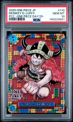 2025 ONE PIECE JPN PREM CARD COLL -ONE PIECE DAY'25- #110 MONKEY D. LUFFY PSA 10 - Image 1