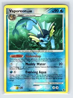 Vaporeon 34/111 Reverse Holo Rising Rivals 2009 Nintendo Pokemon Card - Image 1
