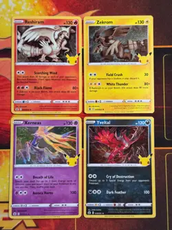 Pokemon Celebrations 4 Card Holo Lot - Reshiram / Zekrom / Yveltal / Xerneas - Image 1