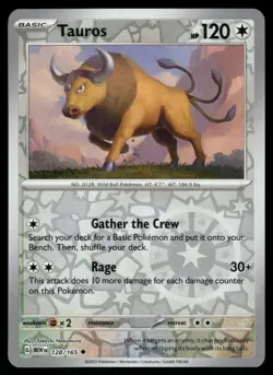 Tauros 128/165 - S&V 151 - Reverse Holo Uncommon - Pokemon TCG Card NM - Image 1