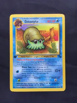 Pokemon Cards: Fossil 1st Edition Common: Omanyte 52/62 - Image 1