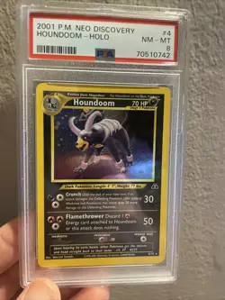 PSA 8 SWIRL NM Houndoom Neo Discovery Unlimited Holo Pokemon Card 4/75 - Image 1