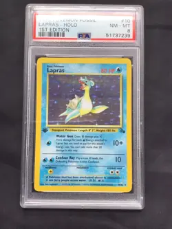 Pokemon Cards: 1st Edition Fossil Rare Holo: Lapras 10/62 PSA 8 - Image 2