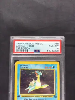 Pokemon Cards: 1st Edition Fossil Rare Holo: Lapras 10/62 PSA 8 - Image 3