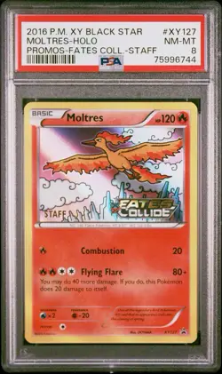 STAFF CARD | MOLTRES #XY127 | XY BLACK STAR PROMO | FATES COLLIDE | PSA8 - Image 1