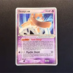 Deoxys ex Defense Forme 99/107 EX Deoxys Ultra Rare Holo Pokemon Card DMG - Image 1