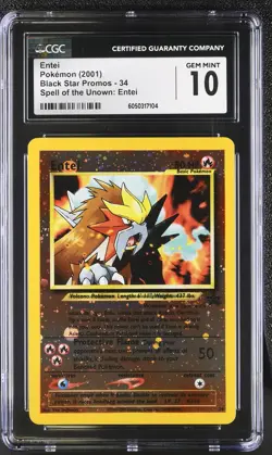 CGC 10 GEM MINT Entei 2001 Black Star Promos 34 Reverse Holo Pokemon Card psa - Image 1