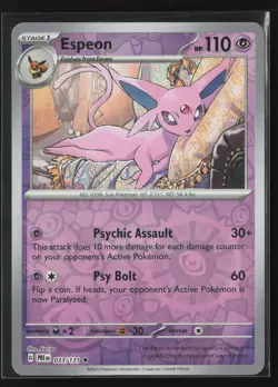 Espeon Rare SV: Prismatic Evolutions 033/131 NM Pokemon Card Reverse Holo - Image 1