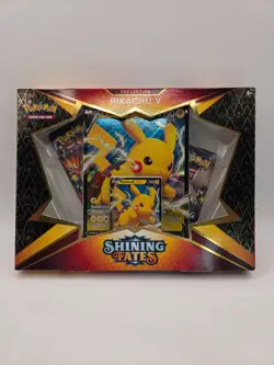 Pokemon TCG Shining Fates Pikachu V Collection Box Card Set-Seal is Broke - Image 1