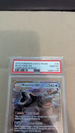 Pokemon S&M Unbroken Bonds Blastoise GX 35/214 Ultra Rare Holo Foil PSA 10 MINT - Image 2
