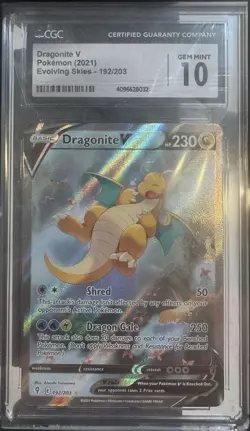 Pokemon Dragonite V Full Art Holo Ultra Rare CGC 10 Evolving Skies 192/203 2021 - Image 1