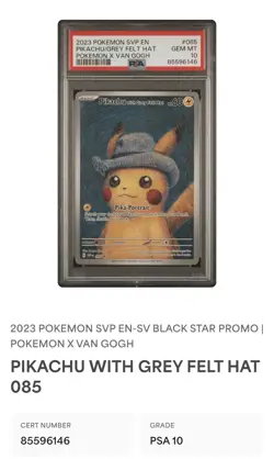 PSA 10 Pikachu with Grey Felt Hat Van Gogh Promo 085 Pokemon SVP GEM MINT - Image 1