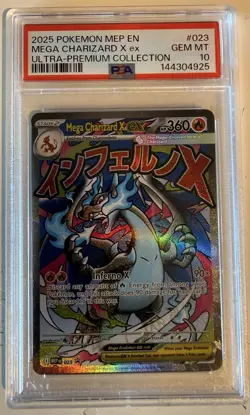 2025 POKEMON MEP EN-ME BLACK STAR PROMO #023 MEGA CHARIZARD X EX PSA 10 - Image 3