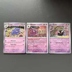 Pokemon 151 Gastly 092/165 Haunter 093/165 Gengar 094/165 Reverse Holo Art Set - Image 1