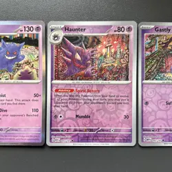 Pokemon 151 Gastly 092/165 Haunter 093/165 Gengar 094/165 Reverse Holo Art Set - Image 3
