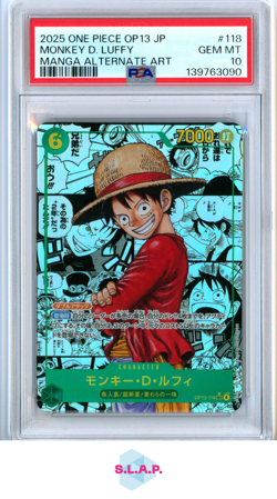 MONKEY D. LUFFY MANGA ONE PIECE JAP OP13-CARRYING ON HIS WILL 2025 118 PSA 10 - Image 1
