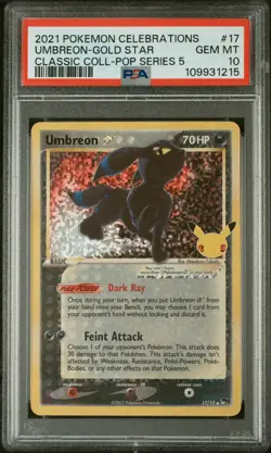 2021 POKEMON CELEBRATIONS CLASSIC COLL #17 UMBREON-GOLD STAR PSA 10 - Image 1