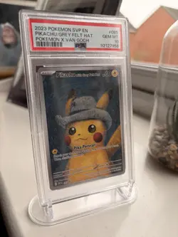 Pokemon Pikachu With Grey Felt Hat SVP 085 Van Gogh Promo Card - PSA 10 + Frame - Image 1