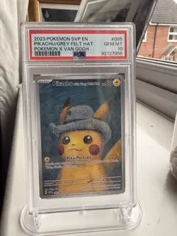 Pokemon Pikachu With Grey Felt Hat SVP 085 Van Gogh Promo Card - PSA 10 + Frame - Image 2