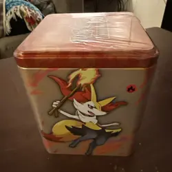 Pokemon Stack Em High Fighting Tin With Random Cards And Collector Coin NEW - Image 2