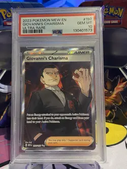 Pokemon TCG Giovanni's Charisma Full Art Ultra Rare Card 197/165 PSA 10 - Image 1