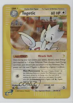 Togetic Reverse Foil Pokemon e-Card Series Aquapolis #39 2003 - Image 1