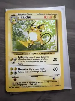 Pokemon TCG Base Set Raichu Holo Card 14/102 Unlimited Holo Rare - Image 1