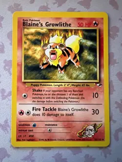 Blaine's Growlithe 35/132 - Gym Heroes Vintage WoTC 2000 Pokemon Card LP - Image 1