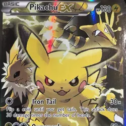 Pokemon TCG Pikachu EX XY124 Black Star Promo Card 2016 Red & Blue Collection NM - Image 1