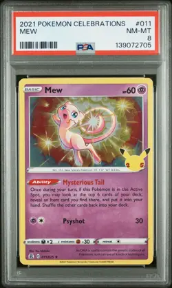 2021 POKEMON CELEBRATIONS #011 MEW PSA 8 - Image 1