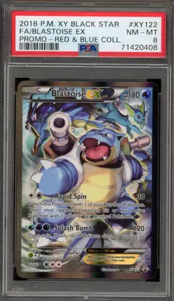 Pokemon Blastoise EX Red & Blue Coll. Black Star Full Art Promo XY122 PSA 8 - Image 1