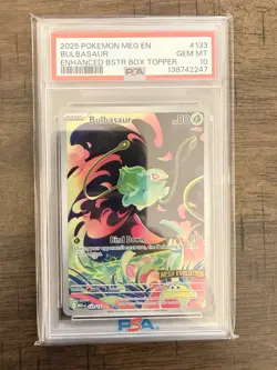 133/132 - Pokemon Mega Evolution Bulbasaur IR BSTR BOX Topper Promo PSA 10 Eng - Image 1