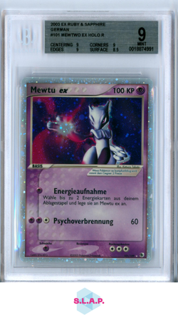 MEWTU EX POKEMON 101/109 2004 EX RUBIN SAPHIR HOLOFOIL DEUTSCH POP 7 BGS 9 - Image 1