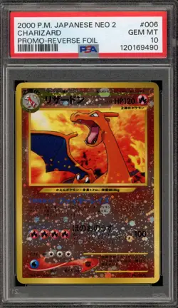 Pokemon Charizard Neo 2 Japanese Reverse Holo Promo #006 PSA 10 Gem Mint - Image 1