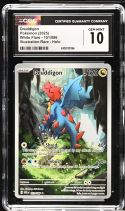 2025 Pokemon White Flare #151/086 Druddigon IR Holo CGC 10 GEM MINT - Image 1
