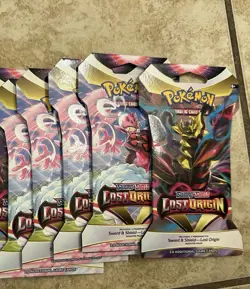Lot Of 5 Nintendo Pokemon TCG Sword & Shield - Lost Origin Pack Sealed Sleeved - Image 1