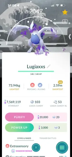 Pokemon Go Legendary Lugia ( XXS) ( Normal ) ( Background) - Image 1