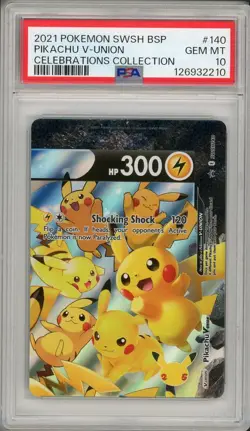 2021 Pokemon SWSH Black Star Promo Pikachu V-Union Celebrations #140 PSA 10 - Image 1