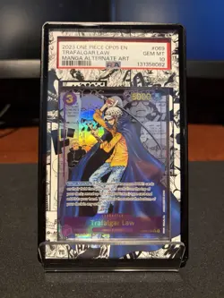2023 ONE PIECE MANGA ALTERNATE ART OP05-069 TRAFALGAR LAW PSA 10 - Image 1