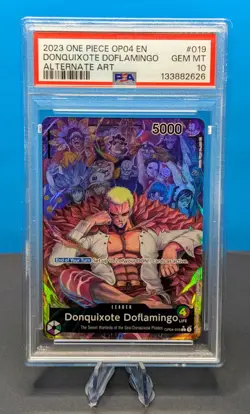 🏴‍☠ Donquixote Doflamingo OP04-019 🏴‍☠ Alt Art Leader - PSA 10 - One Piece - Image 1