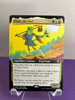 Flubs, The Fool 0356 EXTENDED ART BLC Bloomburrow Commander Frog Scout 356 MTG - Image 1