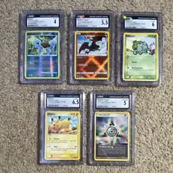 Pokemon CGC Graded 5 Cards Squirtle Charizard Bulbasaur Pikachu Rainbow Energy - Image 1